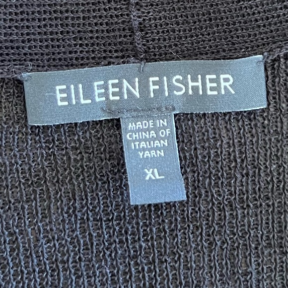 Eileen Fisher Cardigan Black Stretchy Classic Open Sweater Lightweight Minimal - Picture 6 of 8
